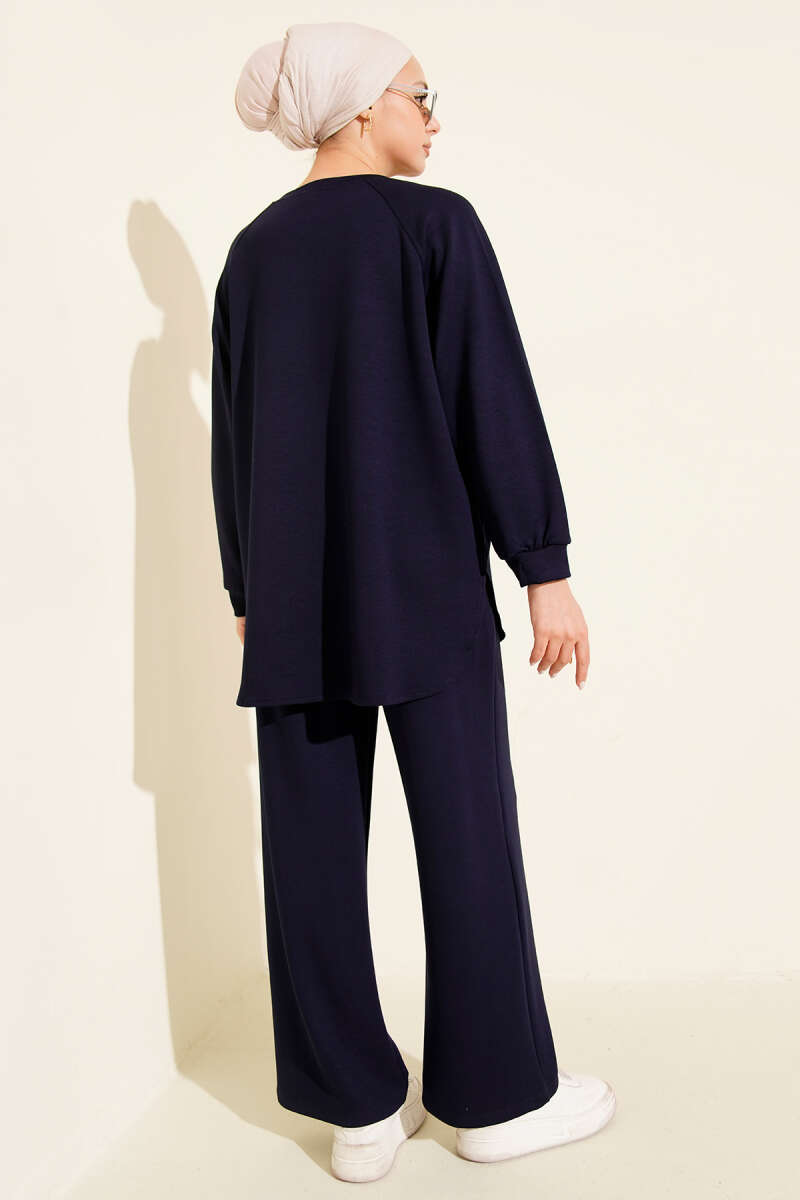 Loycha Two-Piece Set with Oval Stitching - Navy