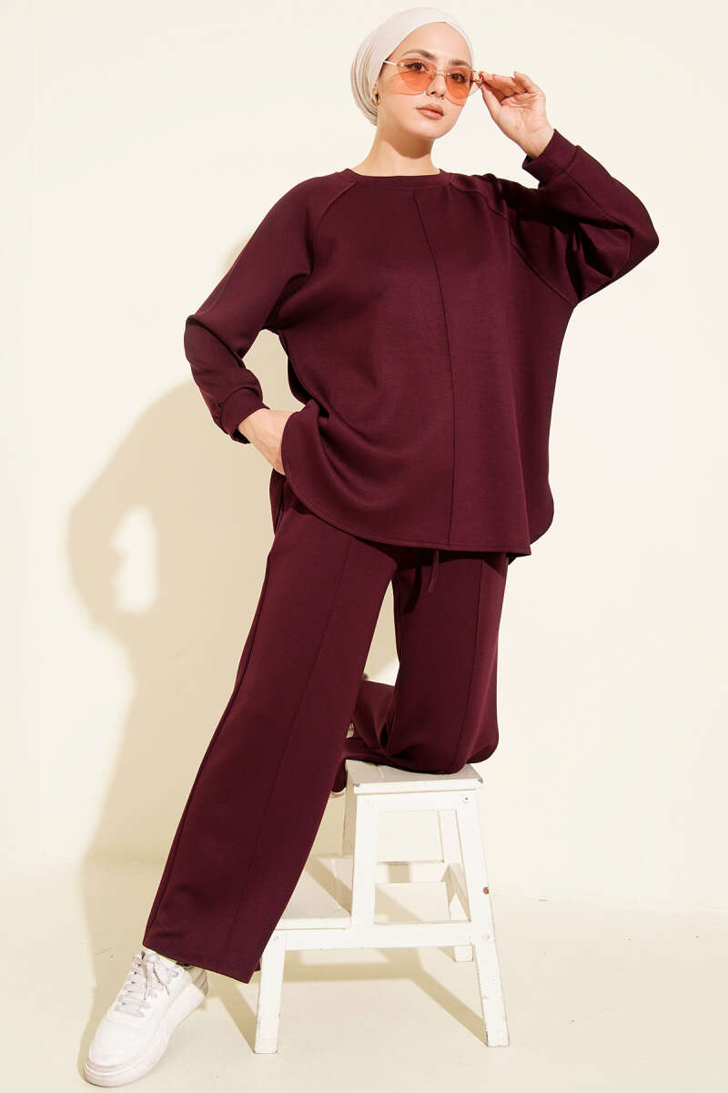 Loycha Two-Piece Set with Oval Stitching - Plum