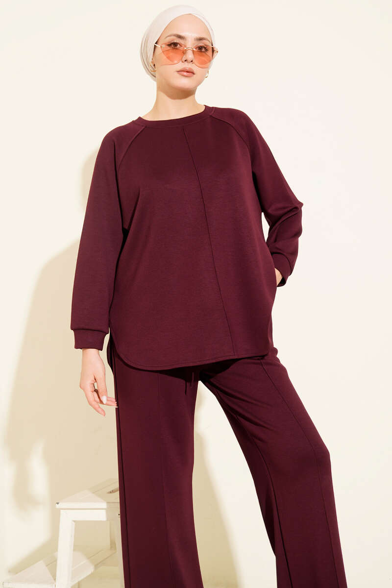 Loycha Two-Piece Set with Oval Stitching - Plum