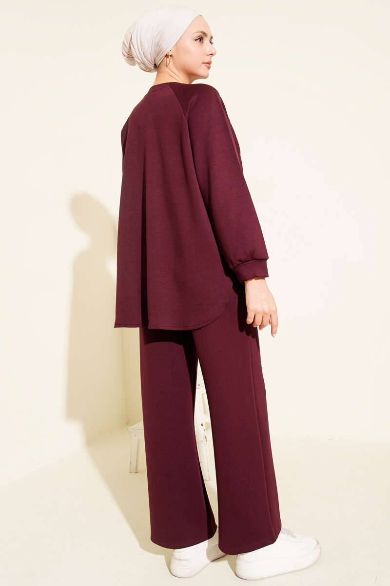 Loycha Two-Piece Set with Oval Stitching - Plum