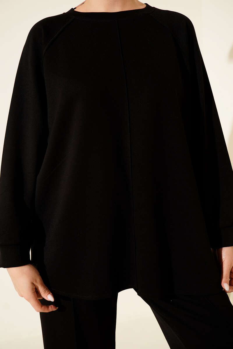 Loycha Two-Piece Set with Oval Stitching - Black