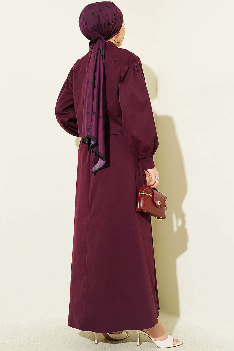 Pinafore Set with Snap-Button Jacket - Burgundy