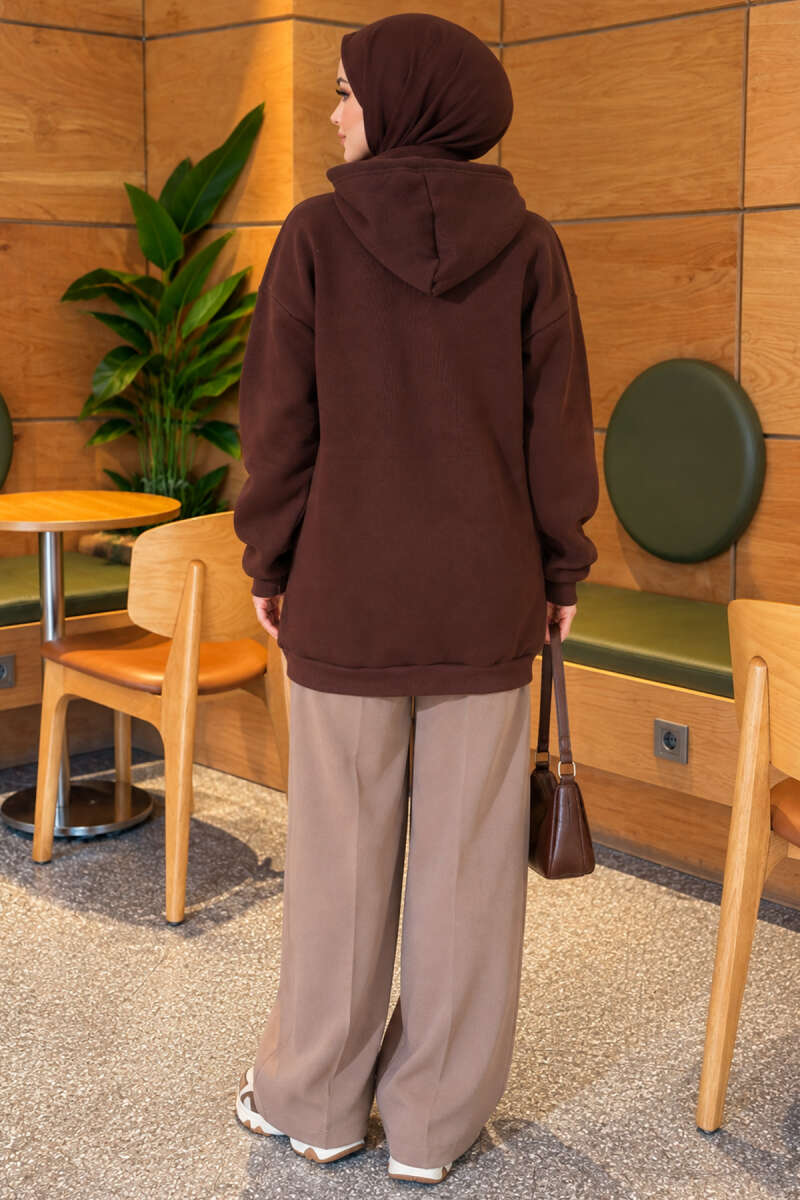 Three-Thread Snap-Button Tunic - Brown