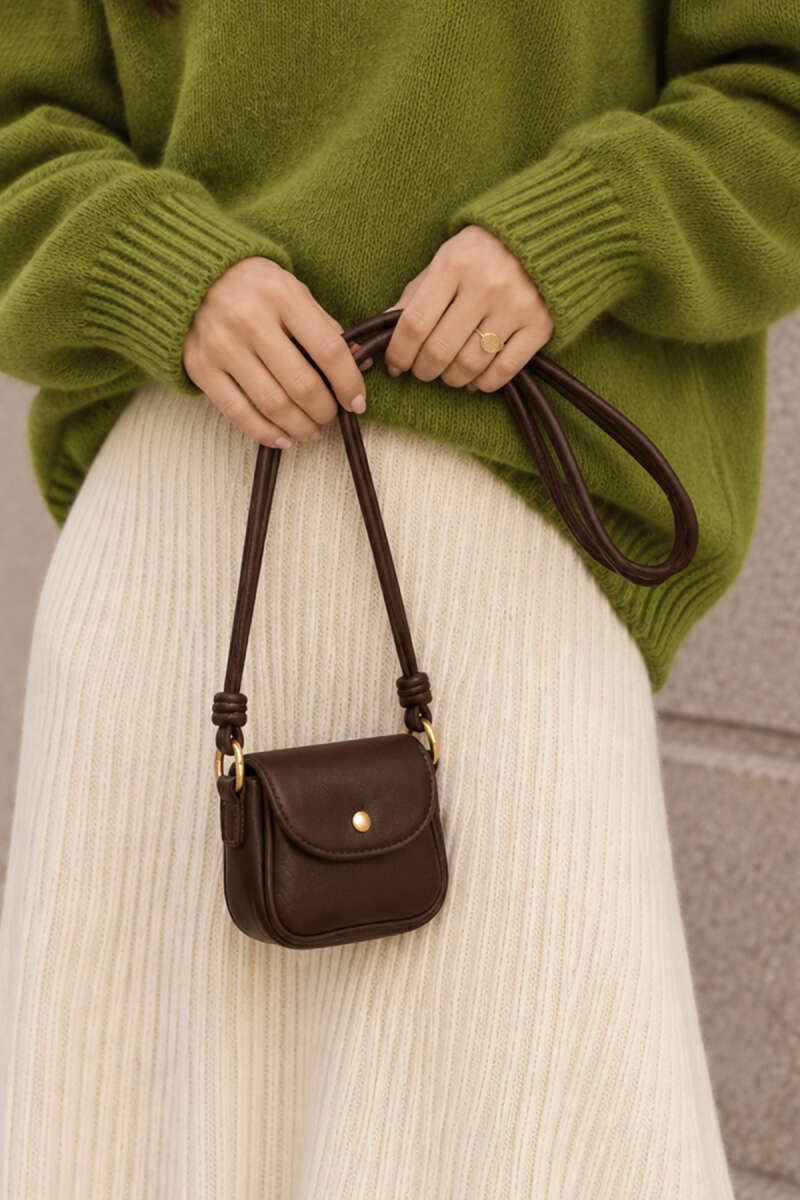 Mini Snap Crossbody Bag - Dark Brown