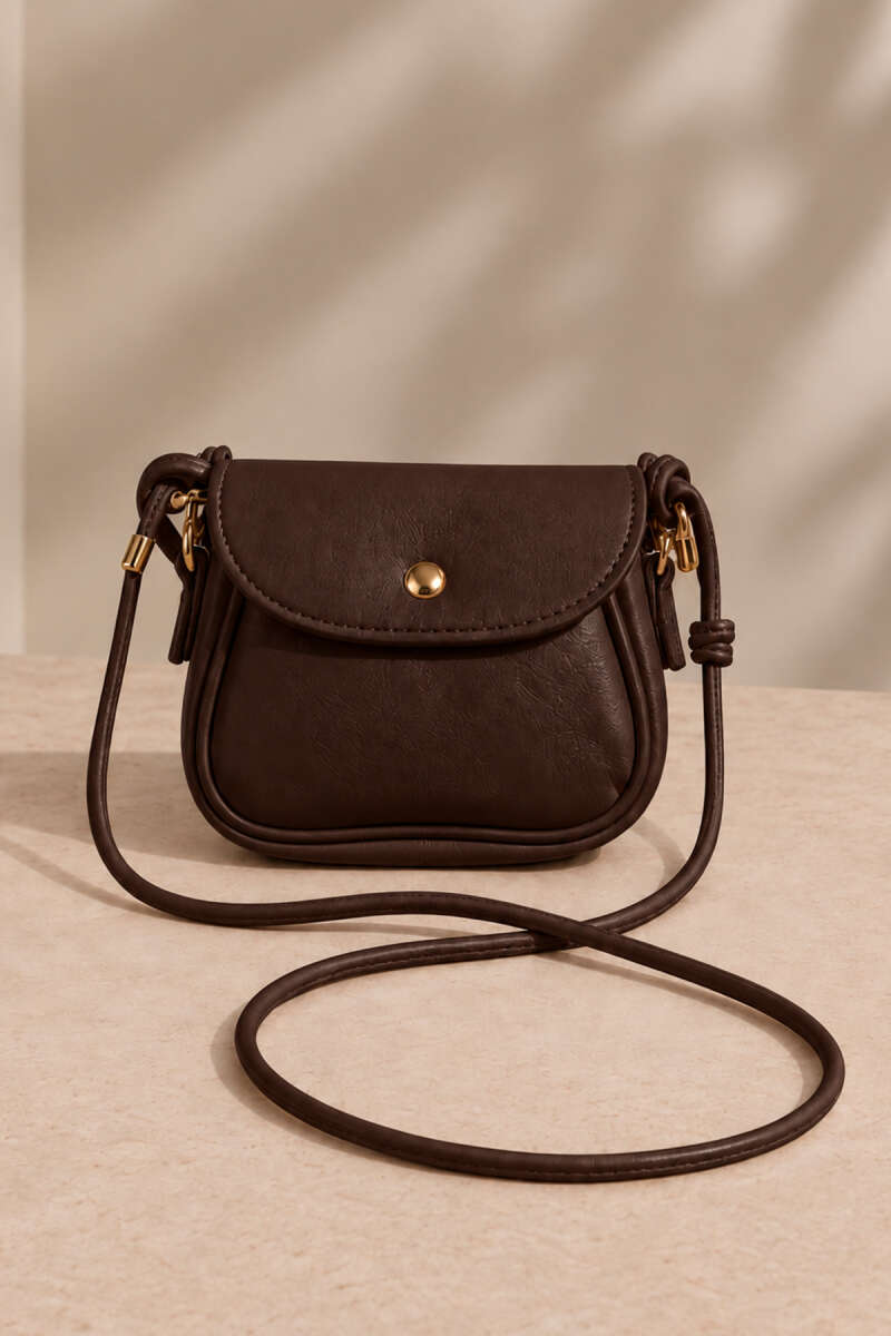 Mini Snap Crossbody Bag - Dark Brown