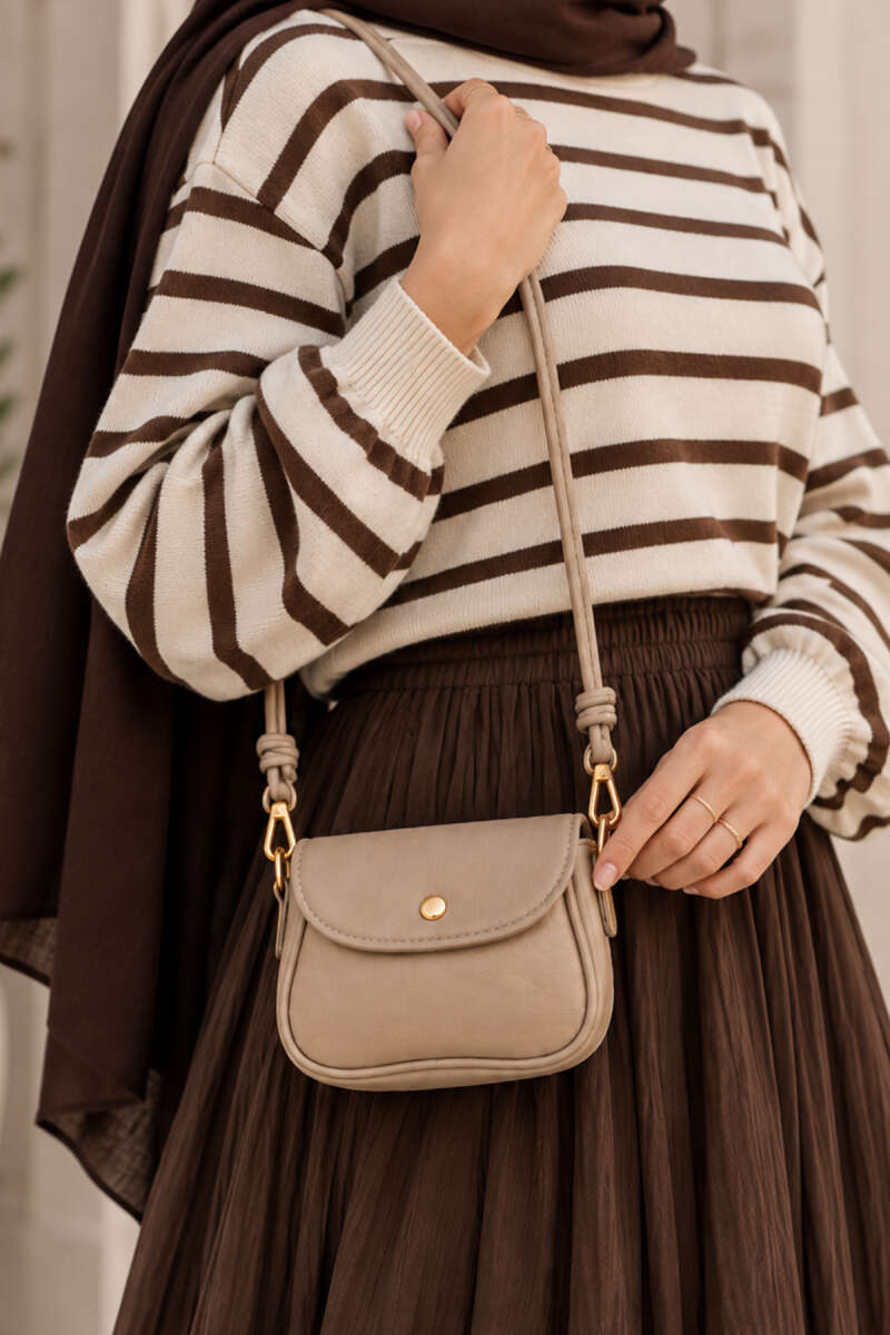 Mini Snap Crossbody Bag - Beige