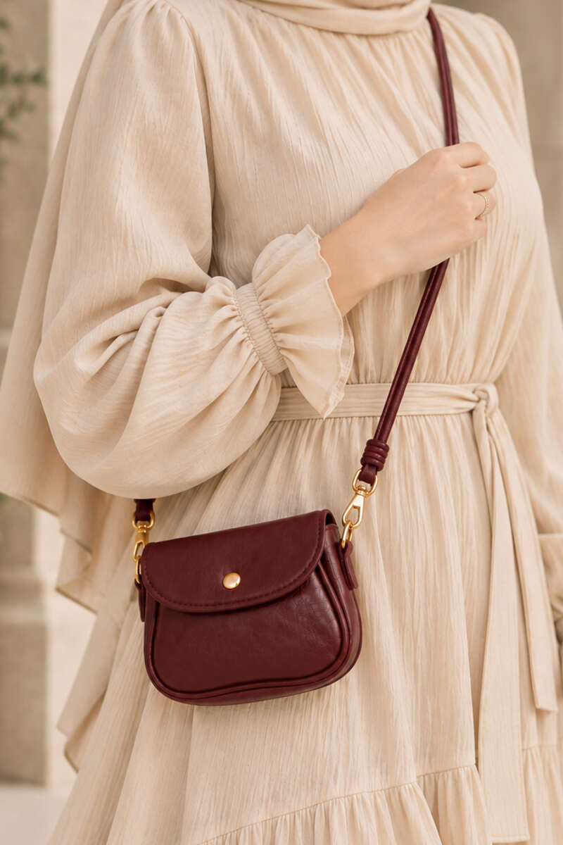 Mini Snap Crossbody Bag - Burgundy