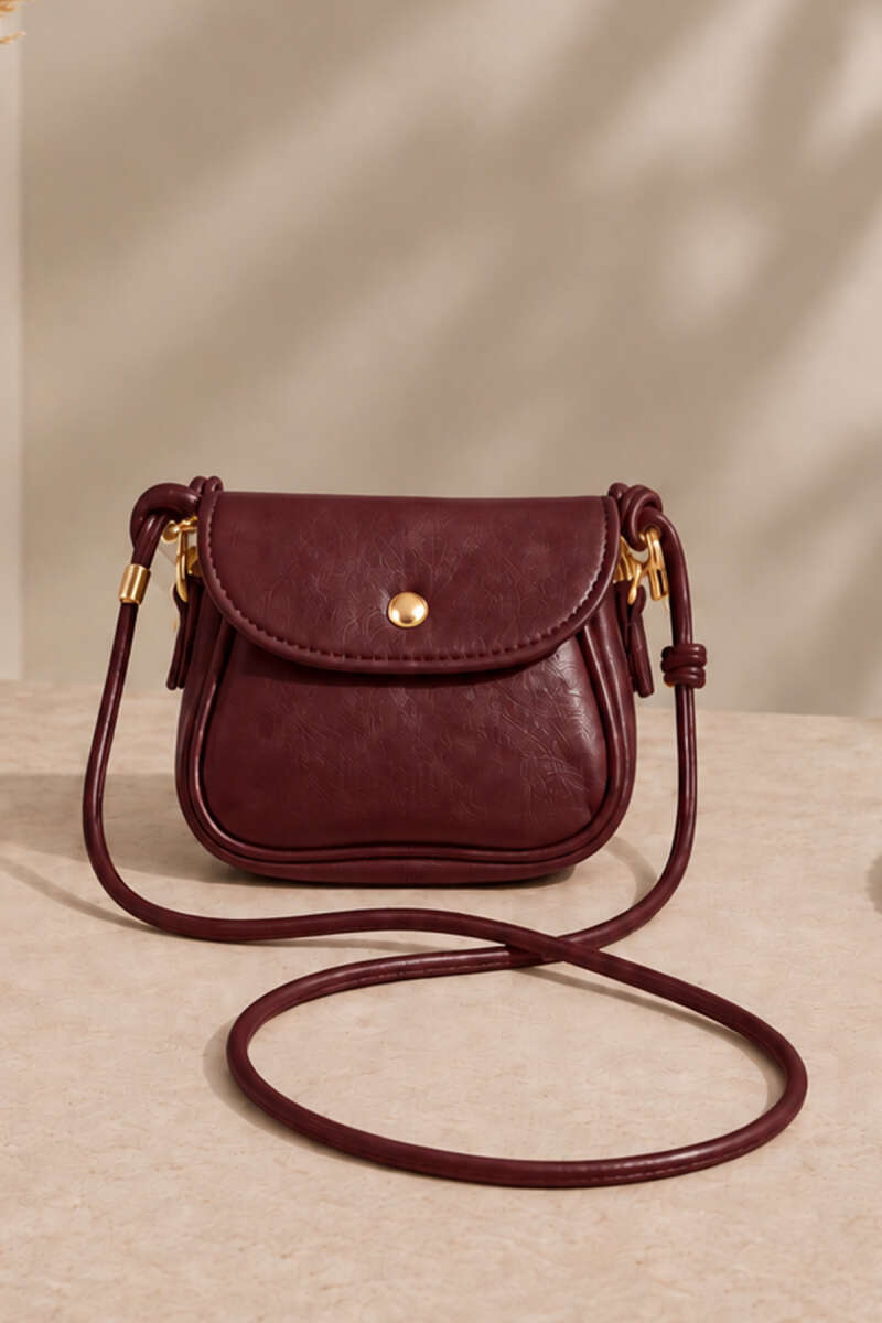 Mini Snap Crossbody Bag - Burgundy