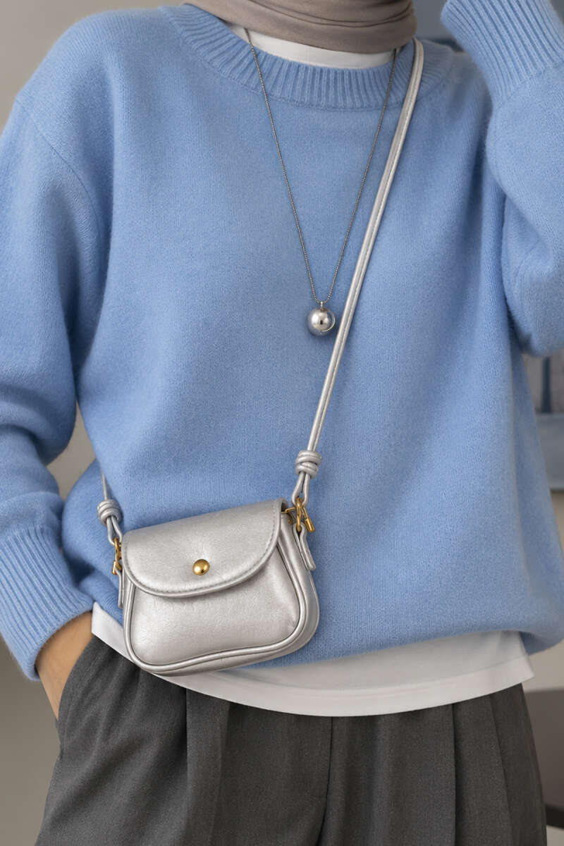 Mini Snap Crossbody Bag - Silver