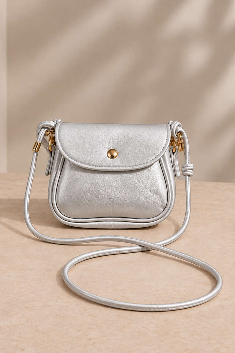 Mini Snap Crossbody Bag - Silver