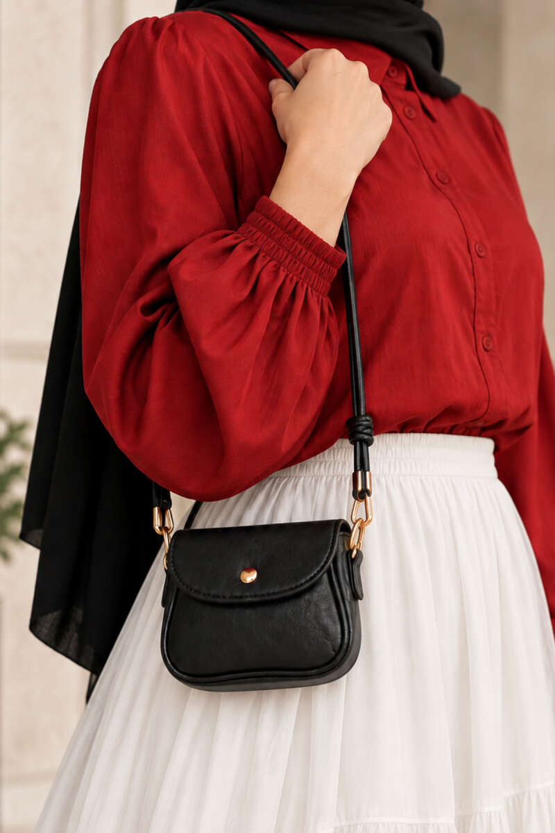 Mini Snap Crossbody Bag - Black
