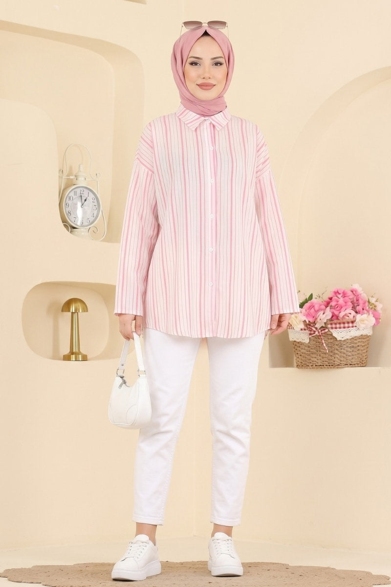 Striped Woven Shirt - Pink