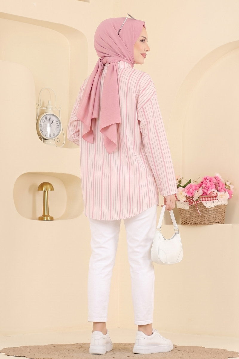 Striped Woven Shirt - Pink