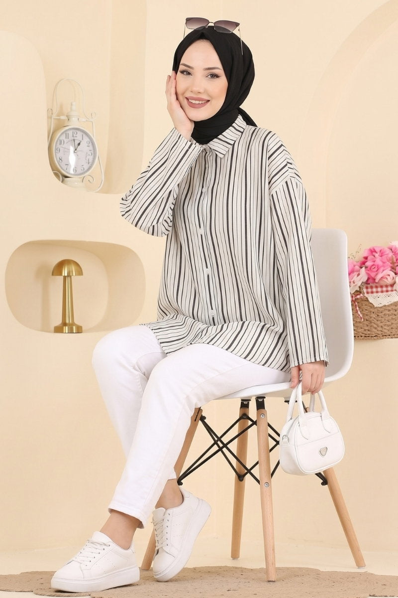 Striped Woven Shirt - Black