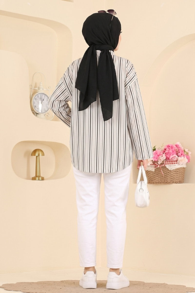 Striped Woven Shirt - Black