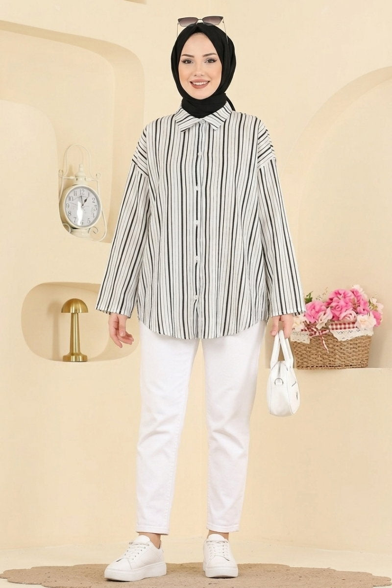 Striped Woven Shirt - Black