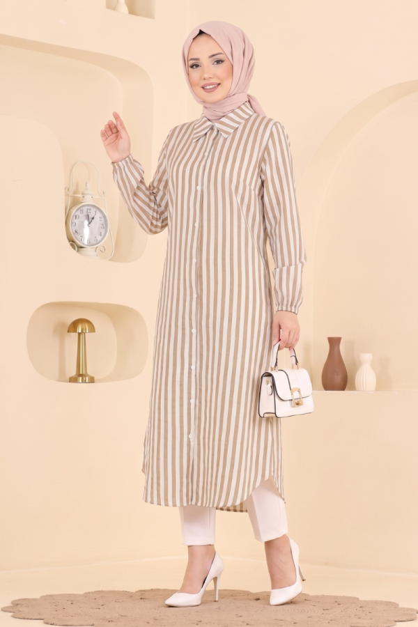 Striped Linen Shirt - Mink