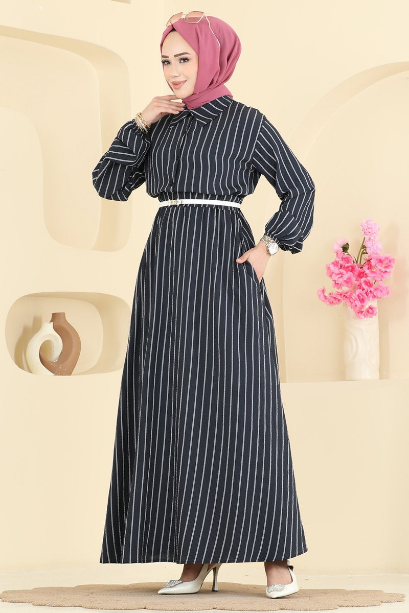 Modal Two-Piece Set with Line Detail - Navy