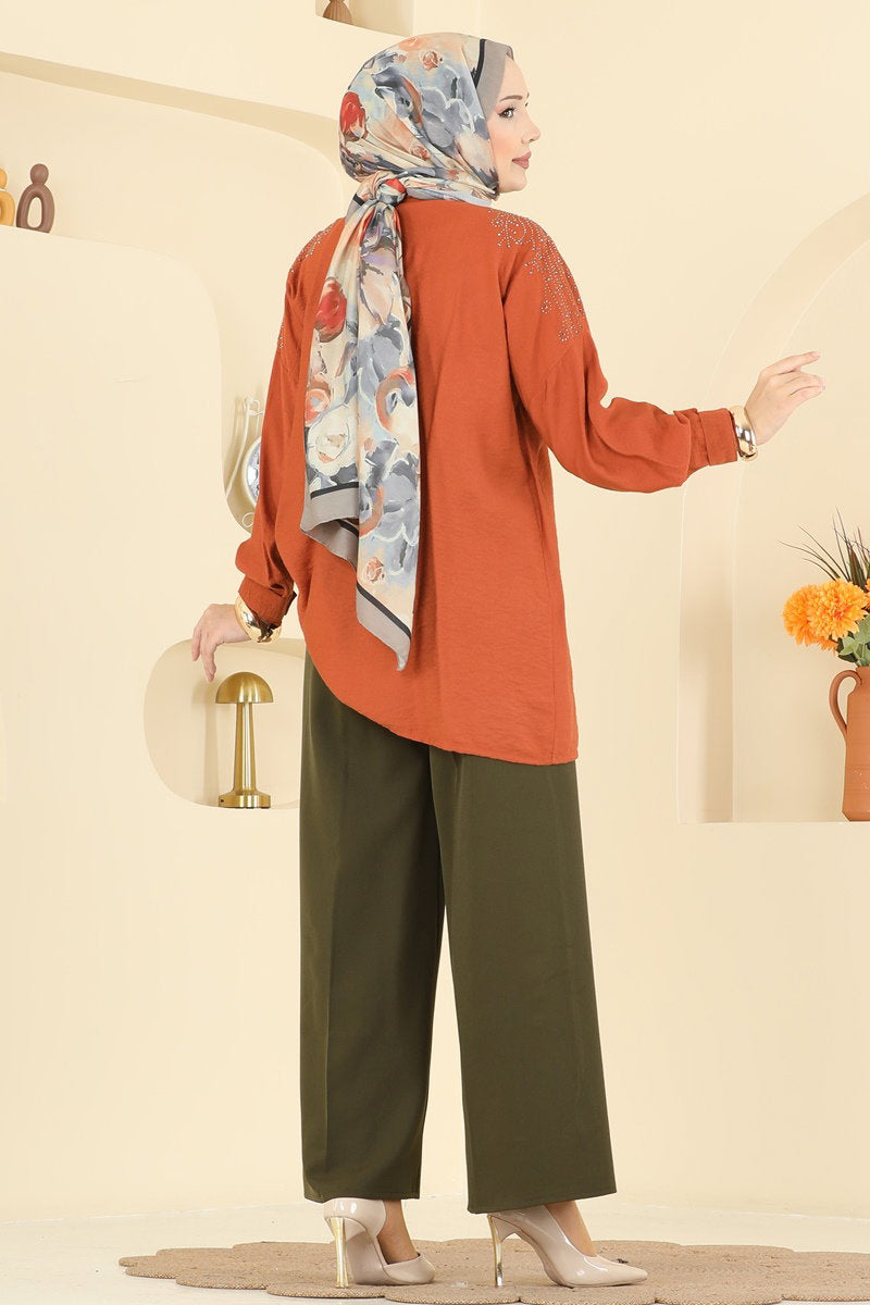 Double Knit Trousers with Seam Lines - Khaki