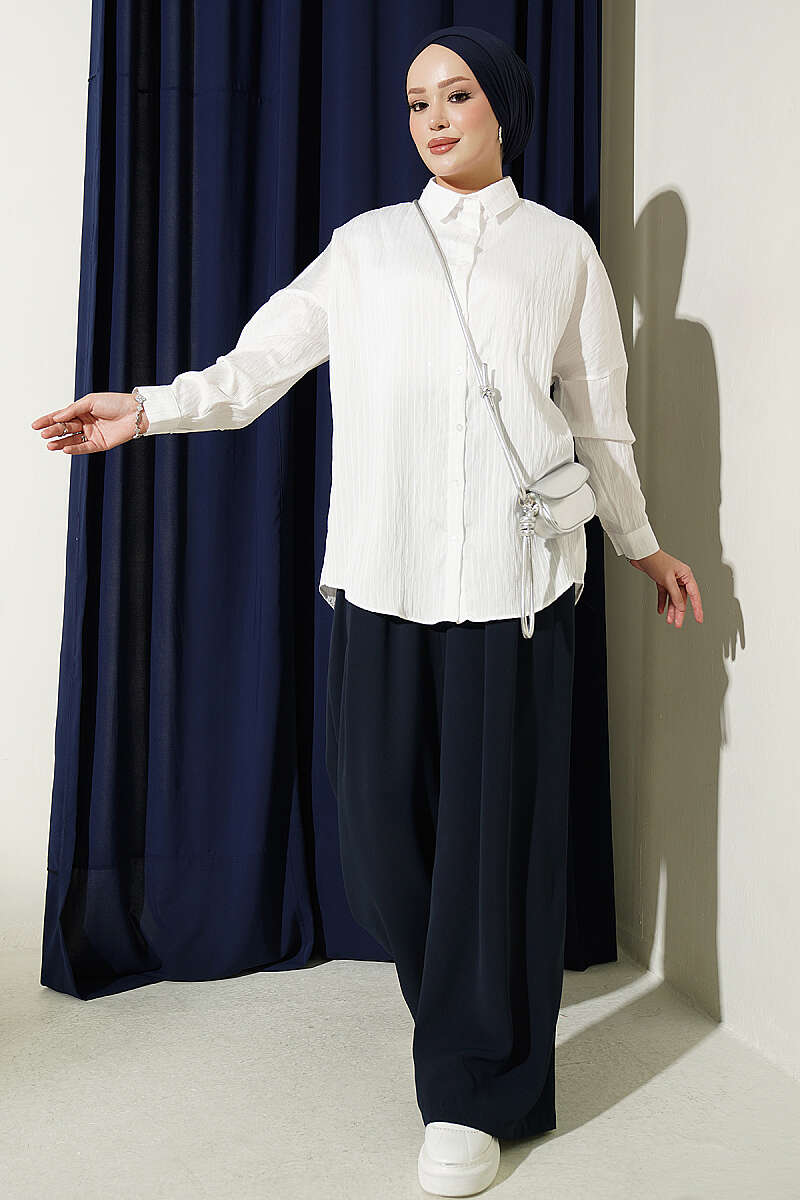 Basic Textured Stripe Shirt - White