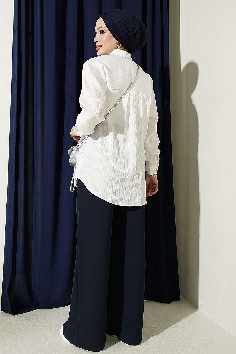 Basic Textured Stripe Shirt - White