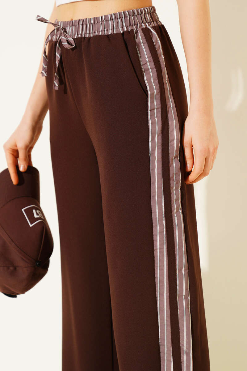 Pants with Stripe Trim - Brown