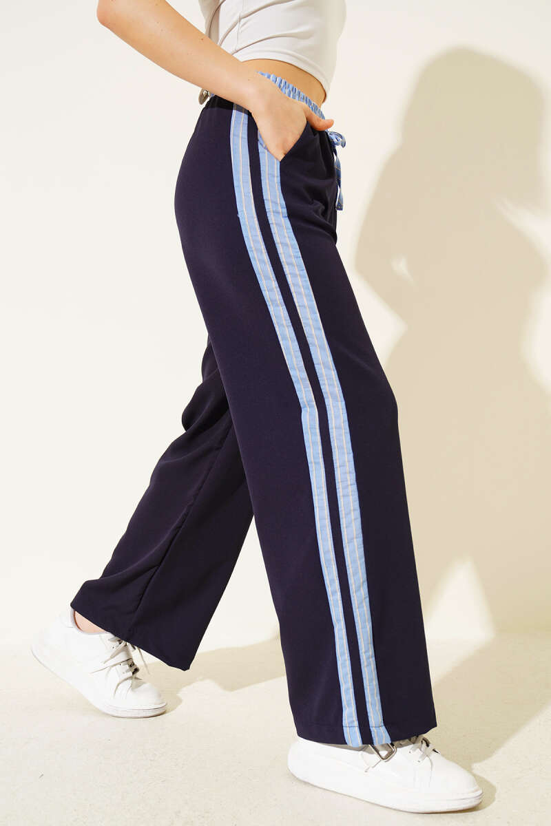 Pants with Stripe Trim - Navy