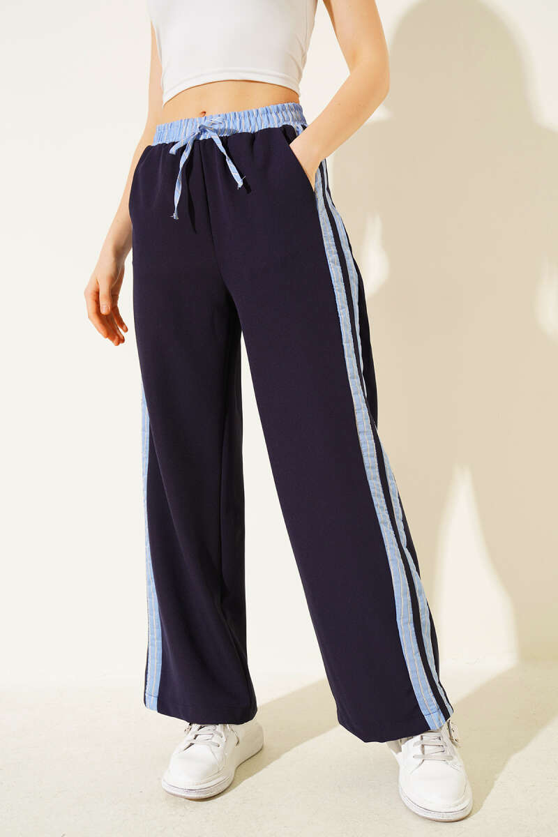 Pants with Stripe Trim - Navy