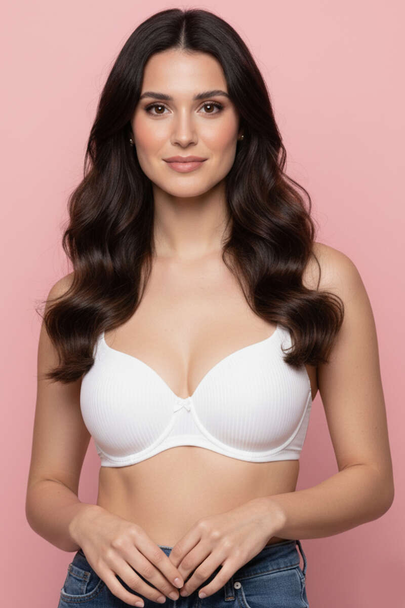 Striped Unpadded Bra - Ecru