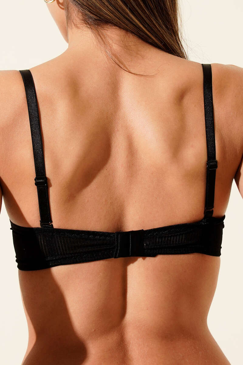 Striped Unpadded Bra - Black