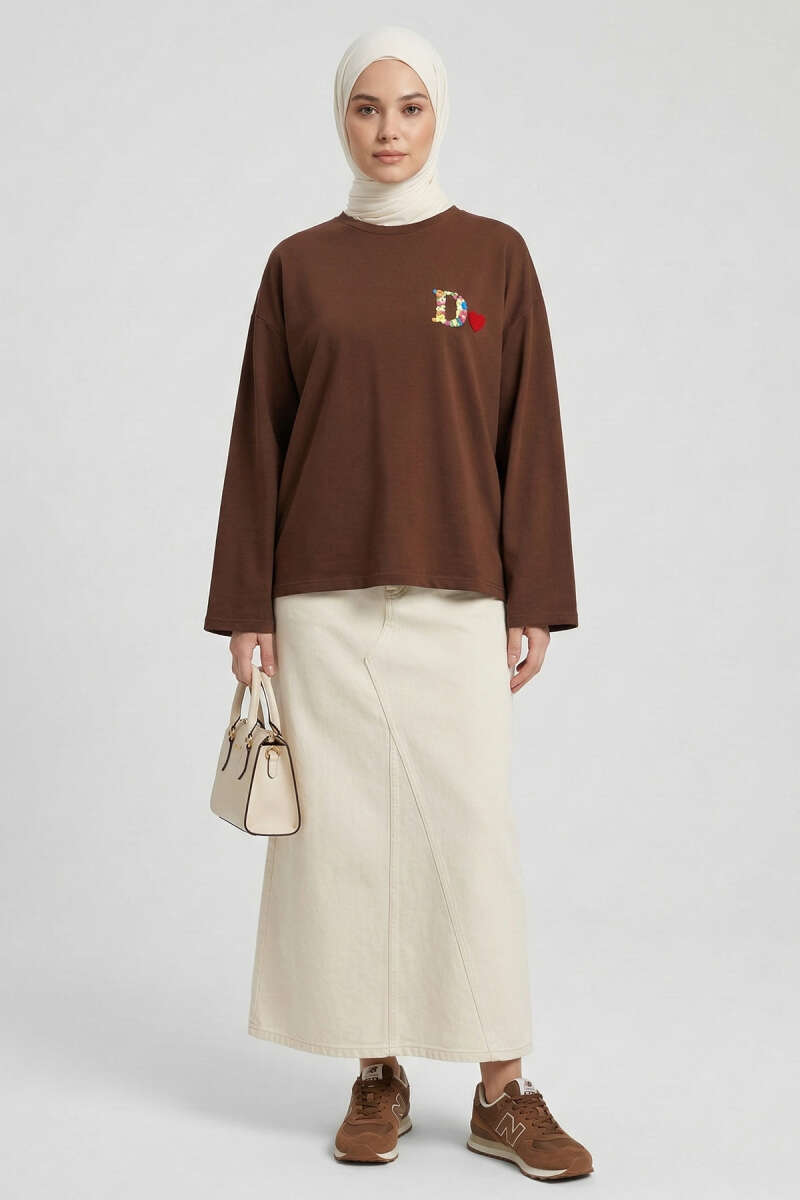 Heart Badge Tunic with D Logo - Brown