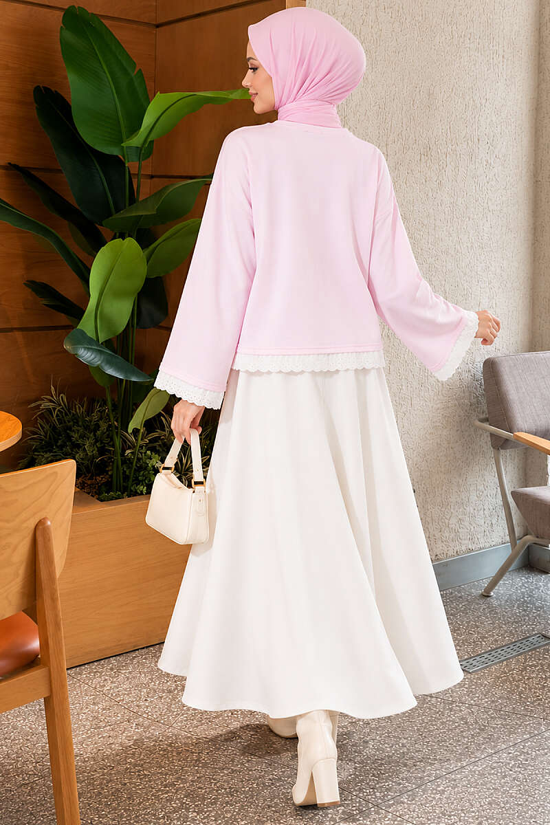 Basic Tunic with Lace Detail - Pink