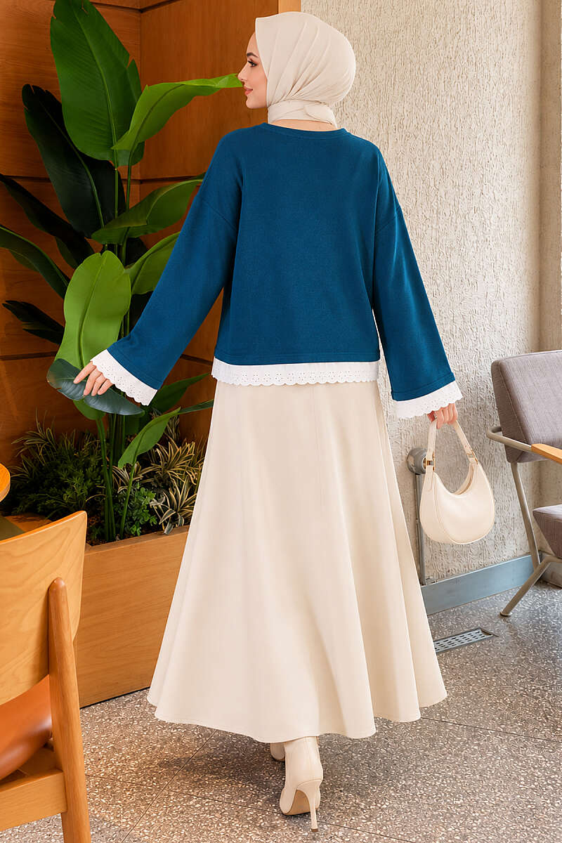 Basic Tunic with Lace Detail - Teal