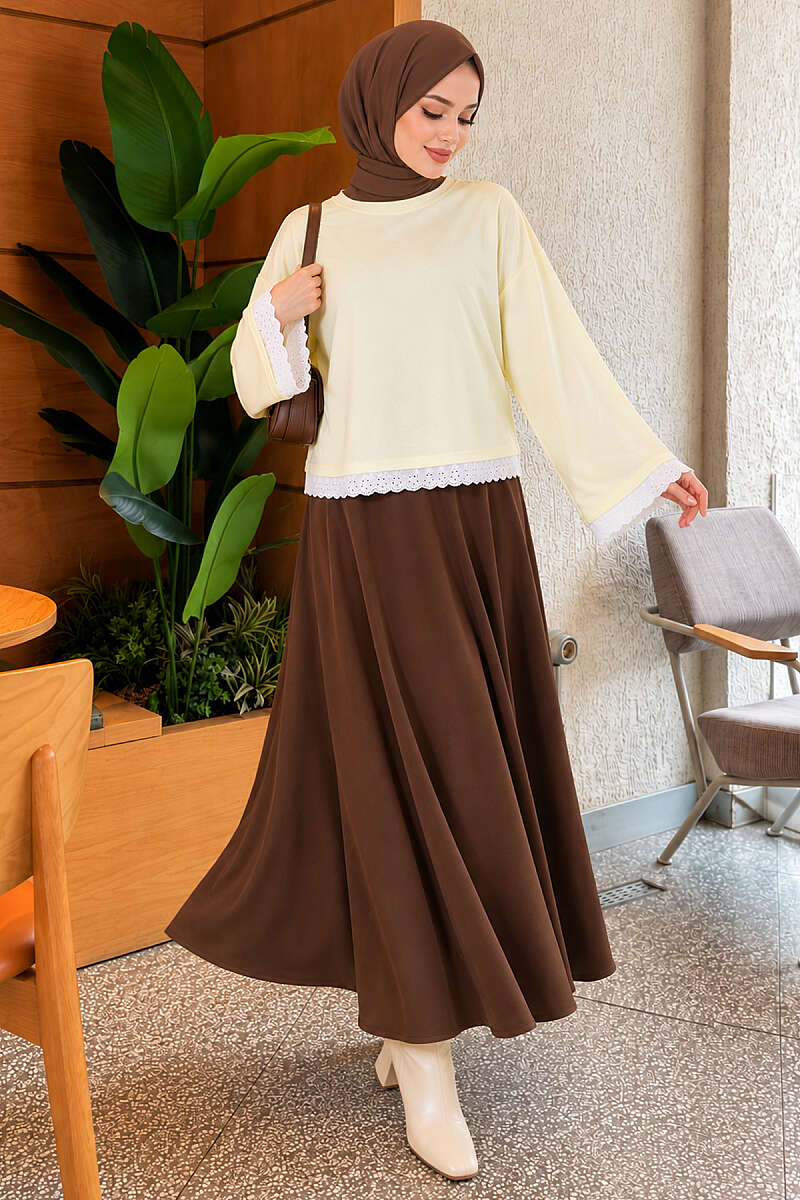 Basic Tunic with Lace Detail - Yellow