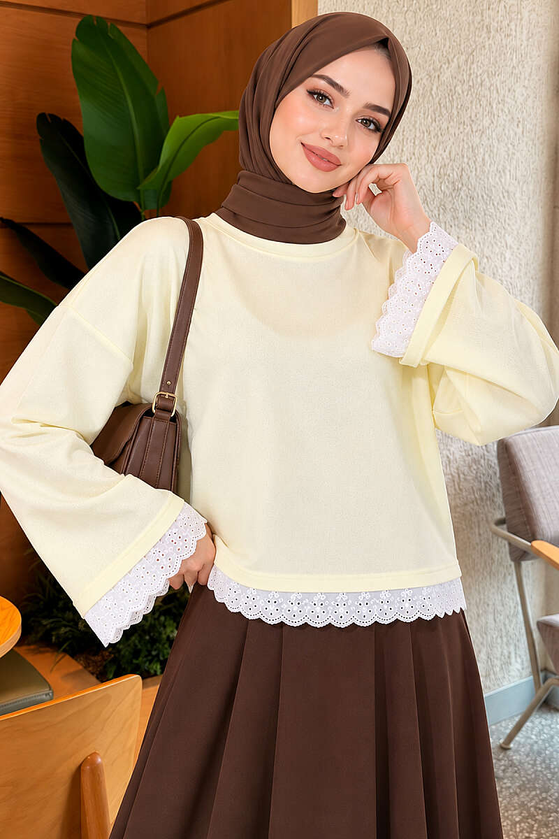 Basic Tunic with Lace Detail - Yellow