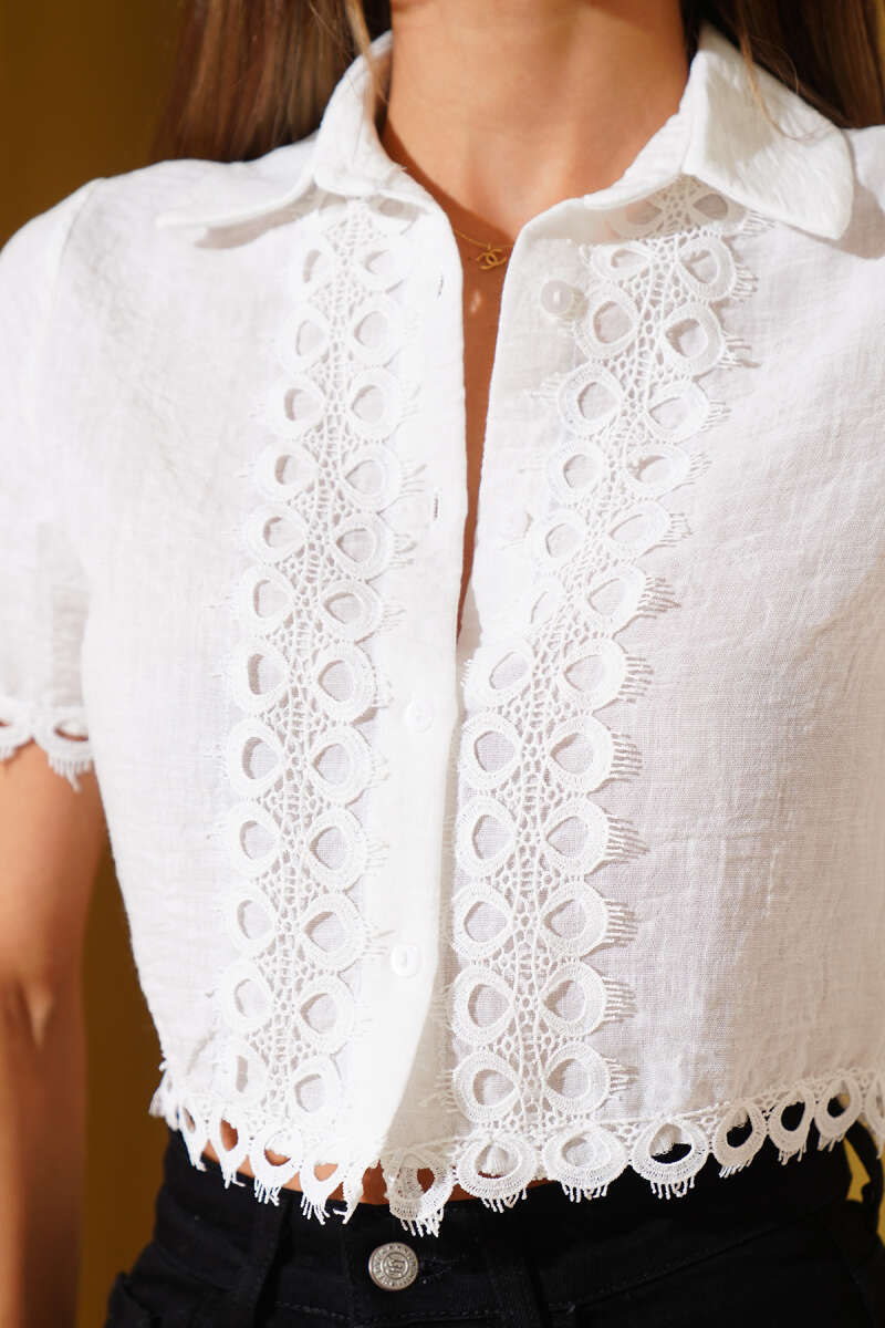 Lace-Detail Shirt - White