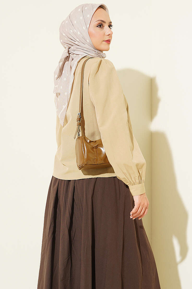 Short Lace-Detail Shirt with Darts - Sage