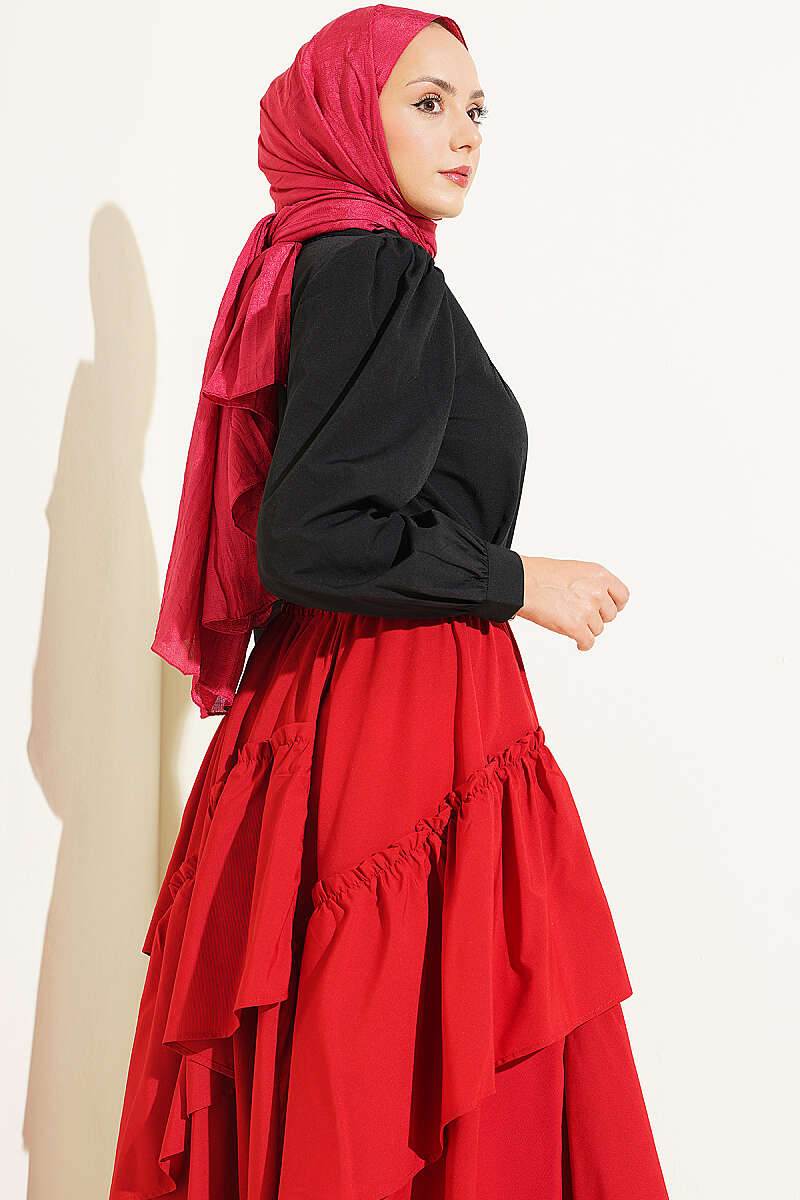 Short Lace-Detail Shirt with Darts - Black