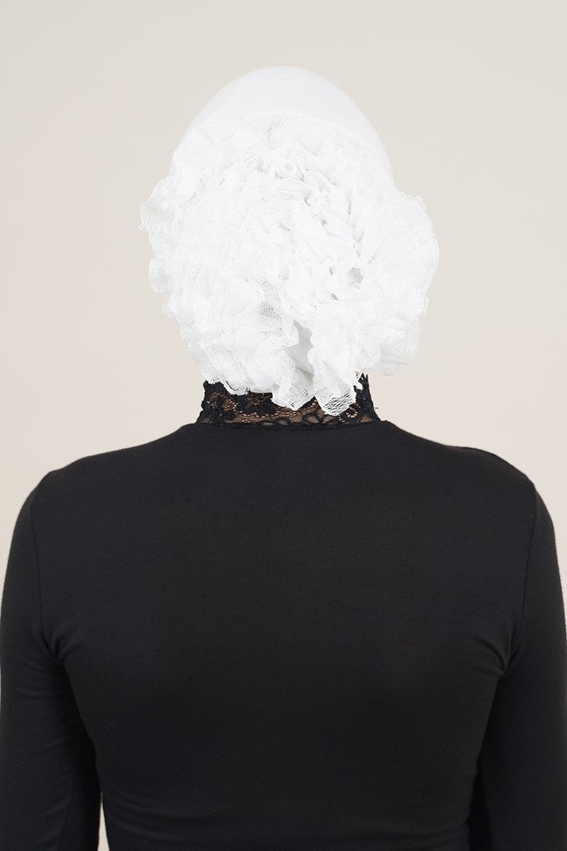 Lace Ruffle Underscarf - White