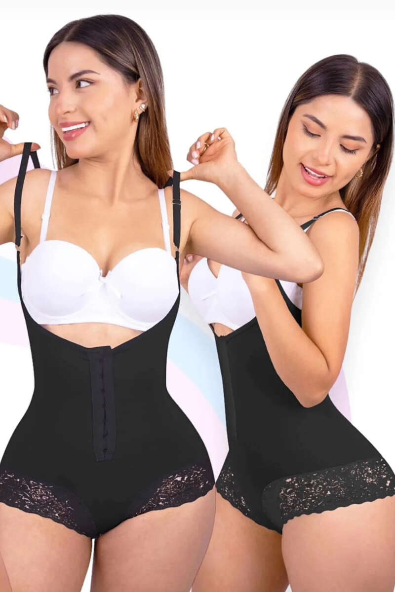 Lace Hook-Front Corset Shaper - Black