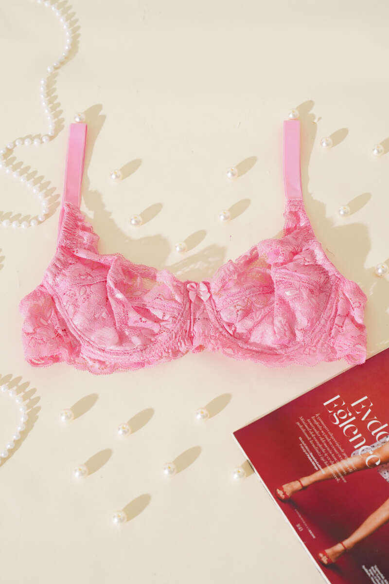 Underwired Lace Bra - Pink