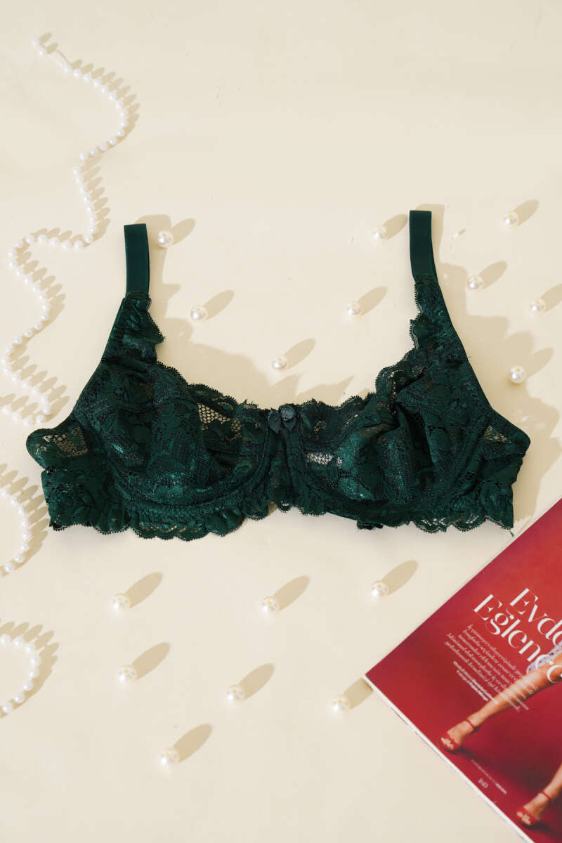 Underwired Lace Bra - Emerald