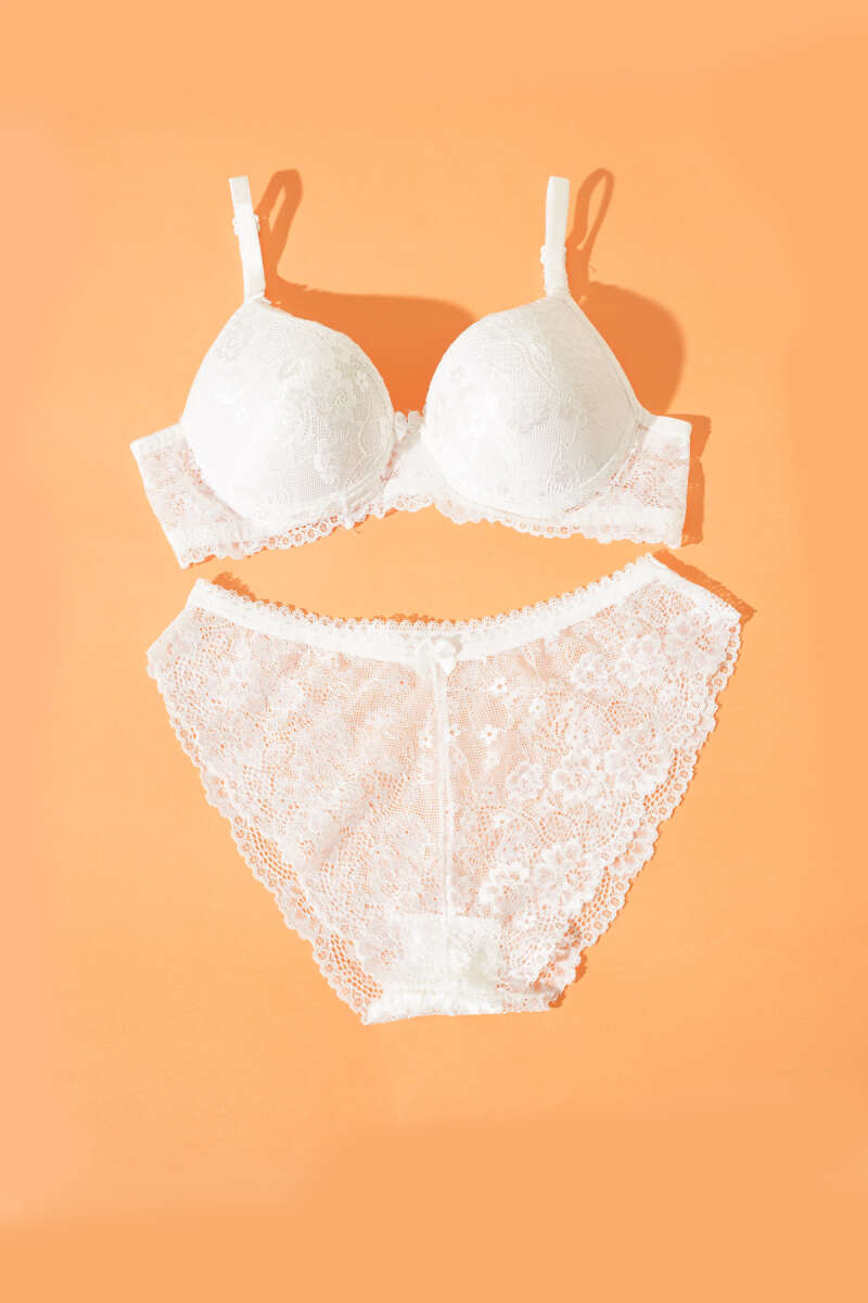 Padded Lace Bra Set - Ecru