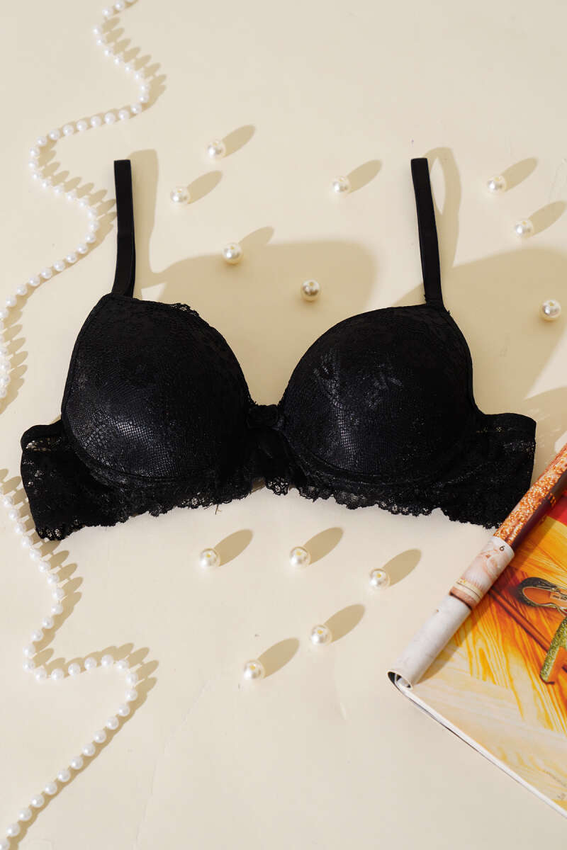 Unpadded Lace Bra - Black