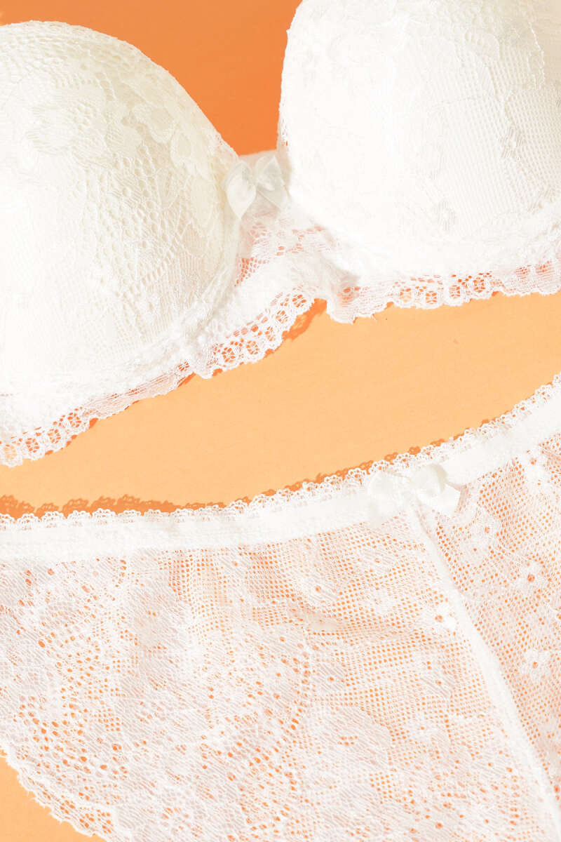 Unpadded Lace Bra Set - Ecru