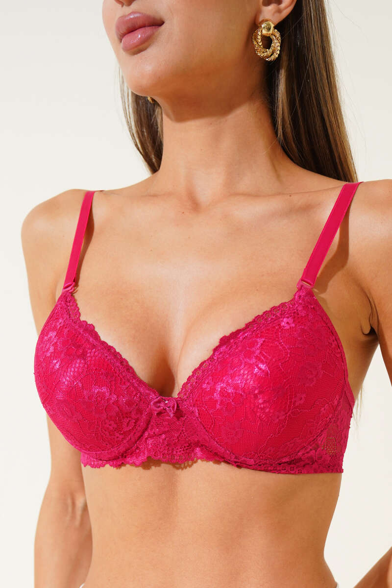 Unpadded Lace Bra - Cherry