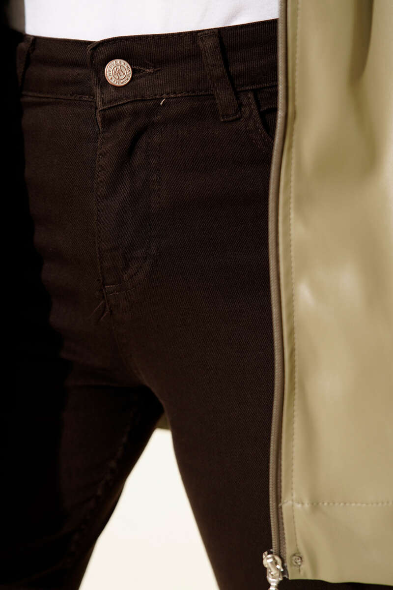 Slim-Leg Trousers - Brown