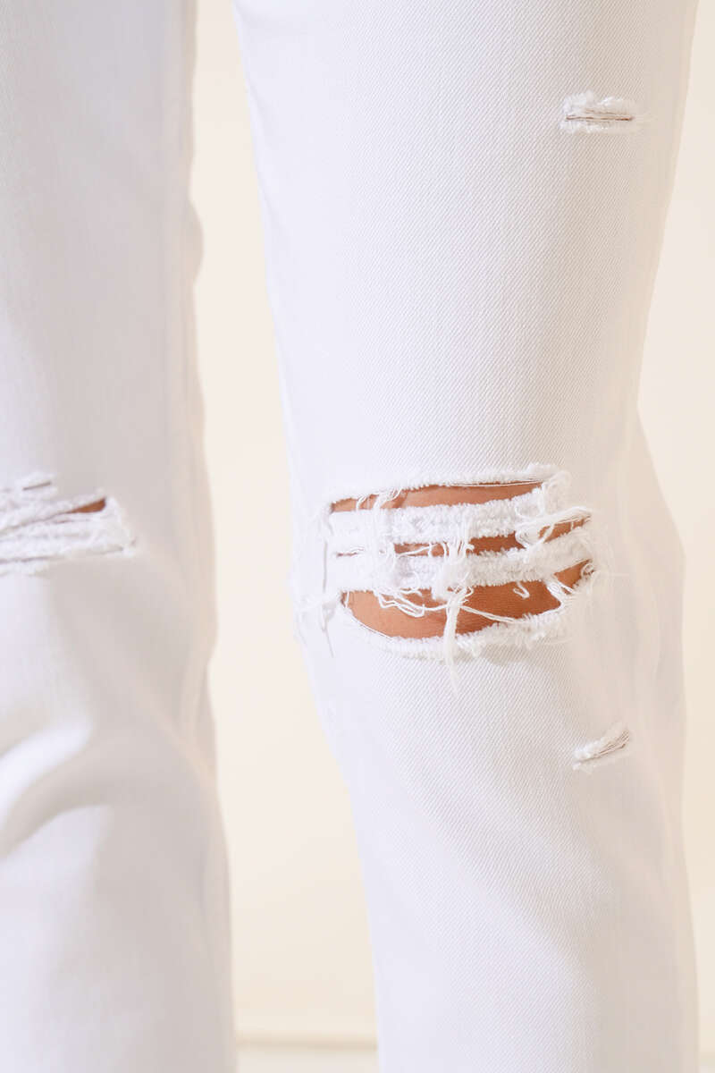 Slim Distressed Pants - White