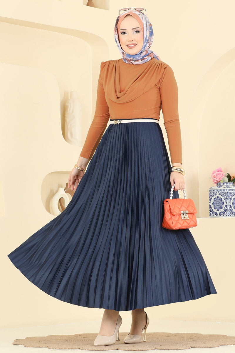 Cowl-Neck Sandy Crepe Blouse - Orange