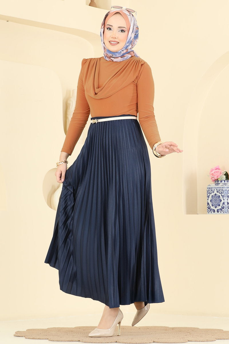 Cowl-Neck Sandy Crepe Blouse - Orange